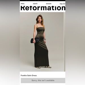 Reformation Frankie Satin Dress Green - Size 6
